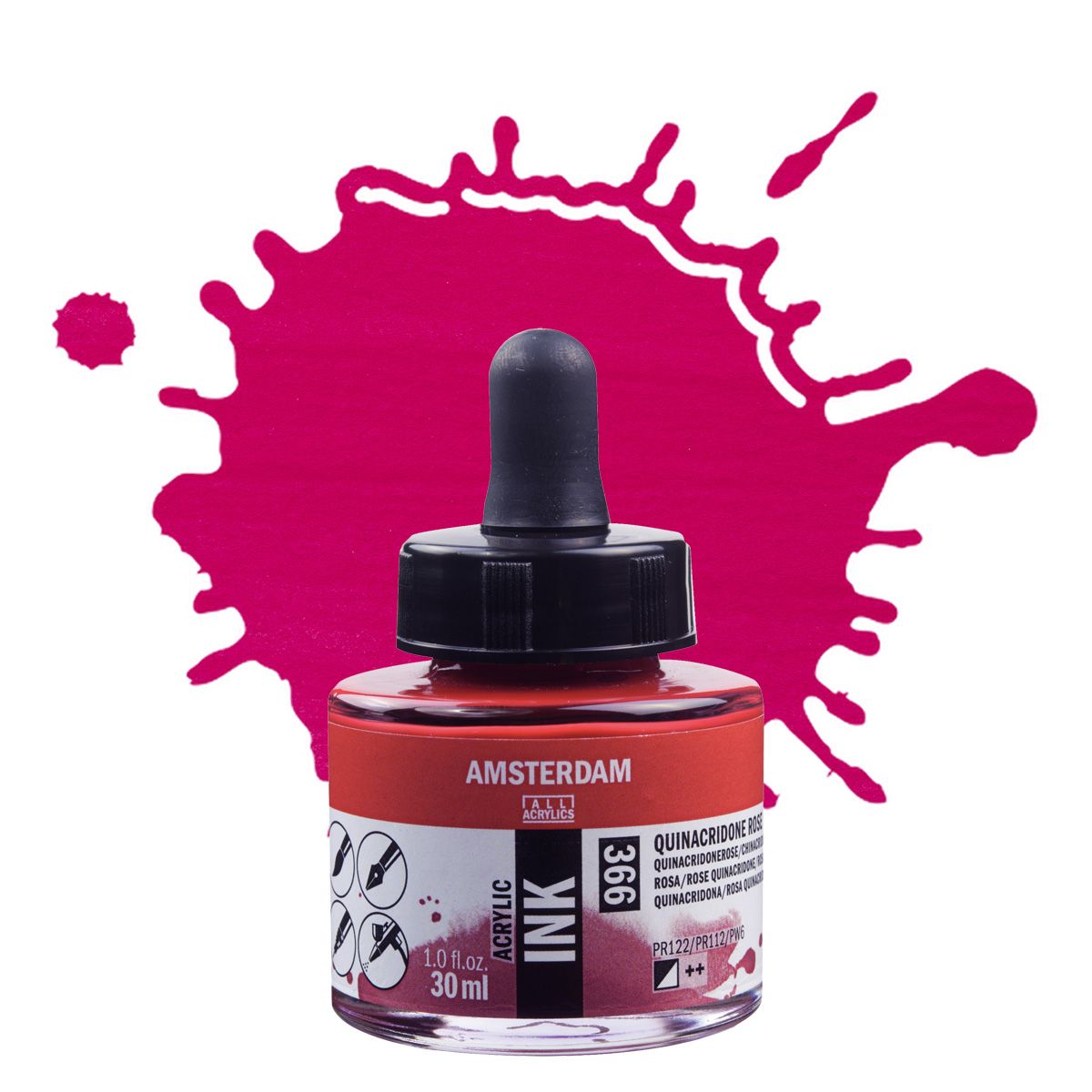 flacon encre acrylique acrylic ink amsterdam 30ml carmin pas cher