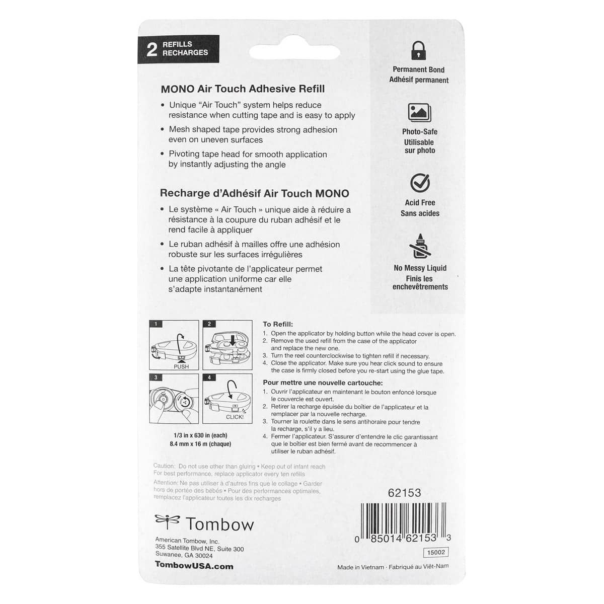 Tombow MONO Air Touch Adhesive Refill Pack Of 2