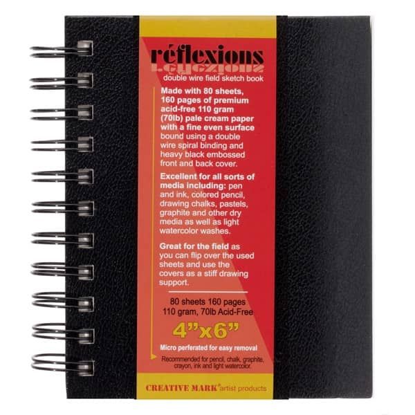 Reflexions 4x6" Double Wire Sketch Book Spiral Bound 80 Sheets 70lb
