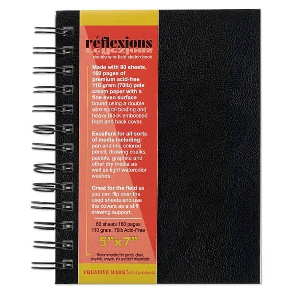 Reflexions 5x7" Double Wire Sketch Book Spiral Bound 80 Sheets 70lb