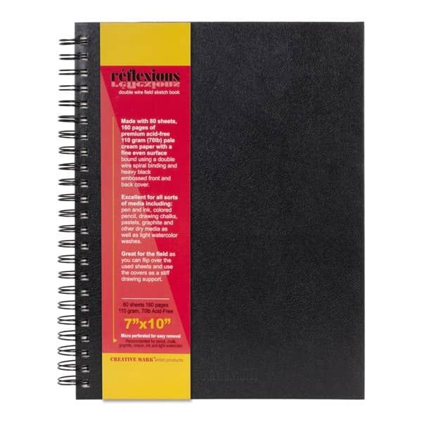 Reflexions 7x10" Double Wire Sketch Book Spiral Bound 80 Sheets 70lb