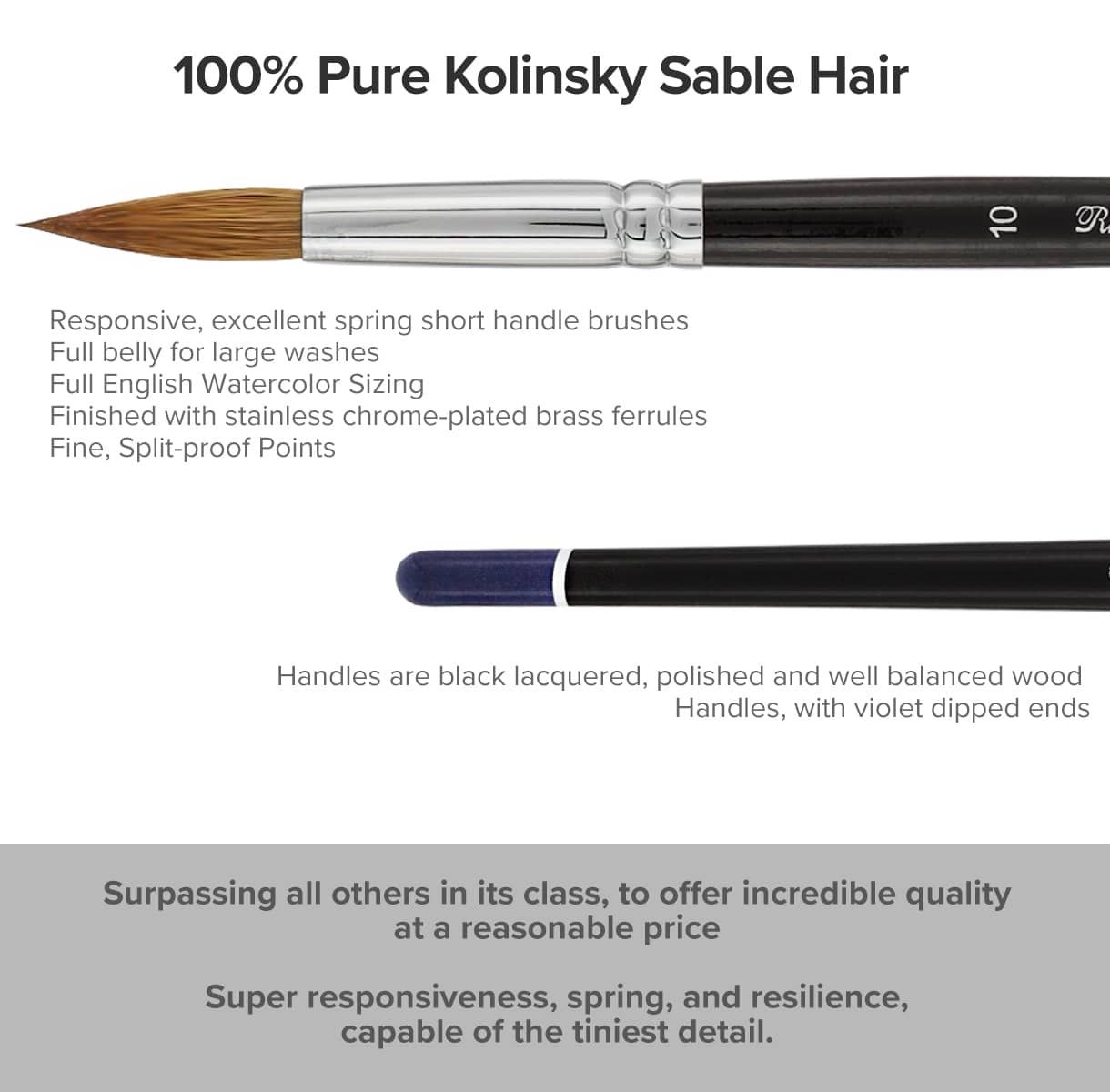 Rhapsody Kolinsky Sable Hair Watercolor Brushes