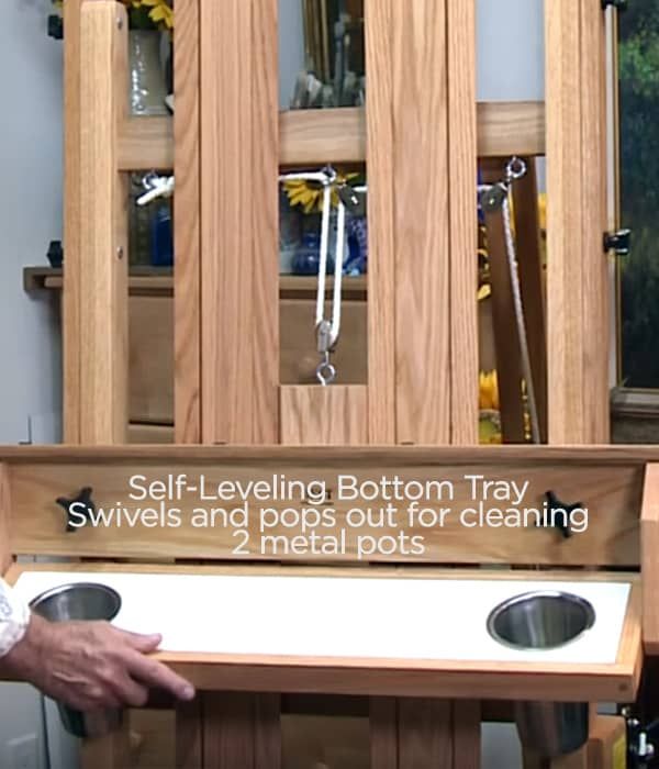 Self-Leveling tray for paint and storage- comes off to clean