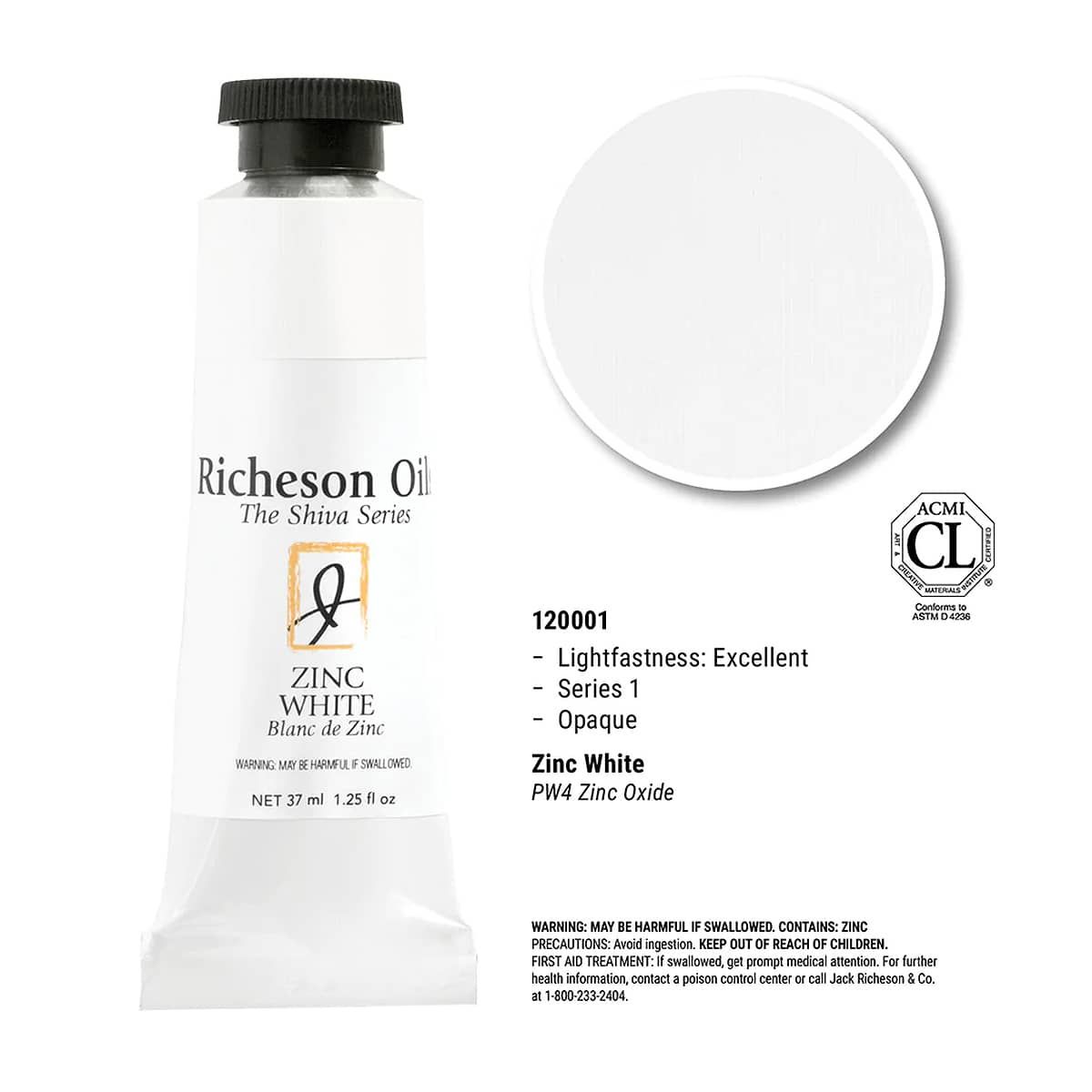Richeson Premium Oil Color, Zinc White