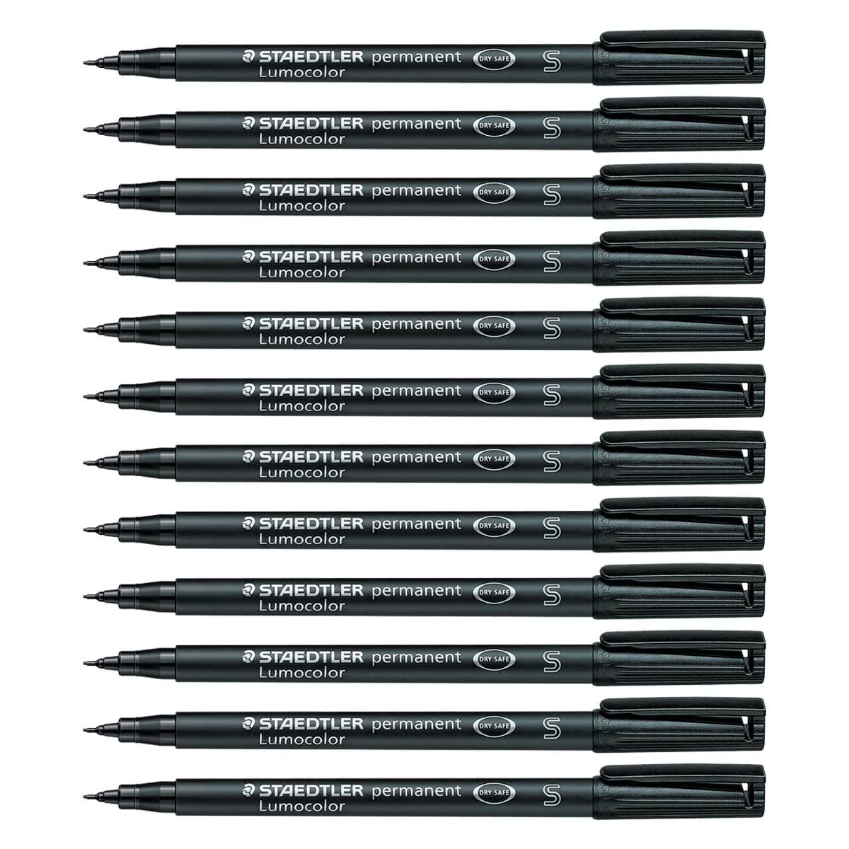 STAEDTLER Lumocolor Permanent Marker Pens Super Fine S313 Black, 0
