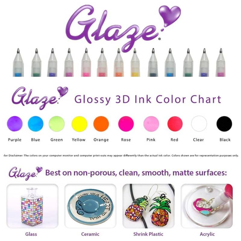 12 x Sakura Gelly Roll Gel Pen GLAZE 3D Effect Set Assorted 12 Colour Set
