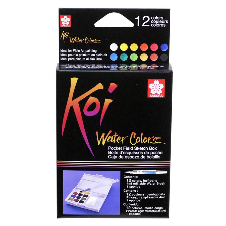 Koi Watercolor Pocket Field Sketch Box (12 Colors)