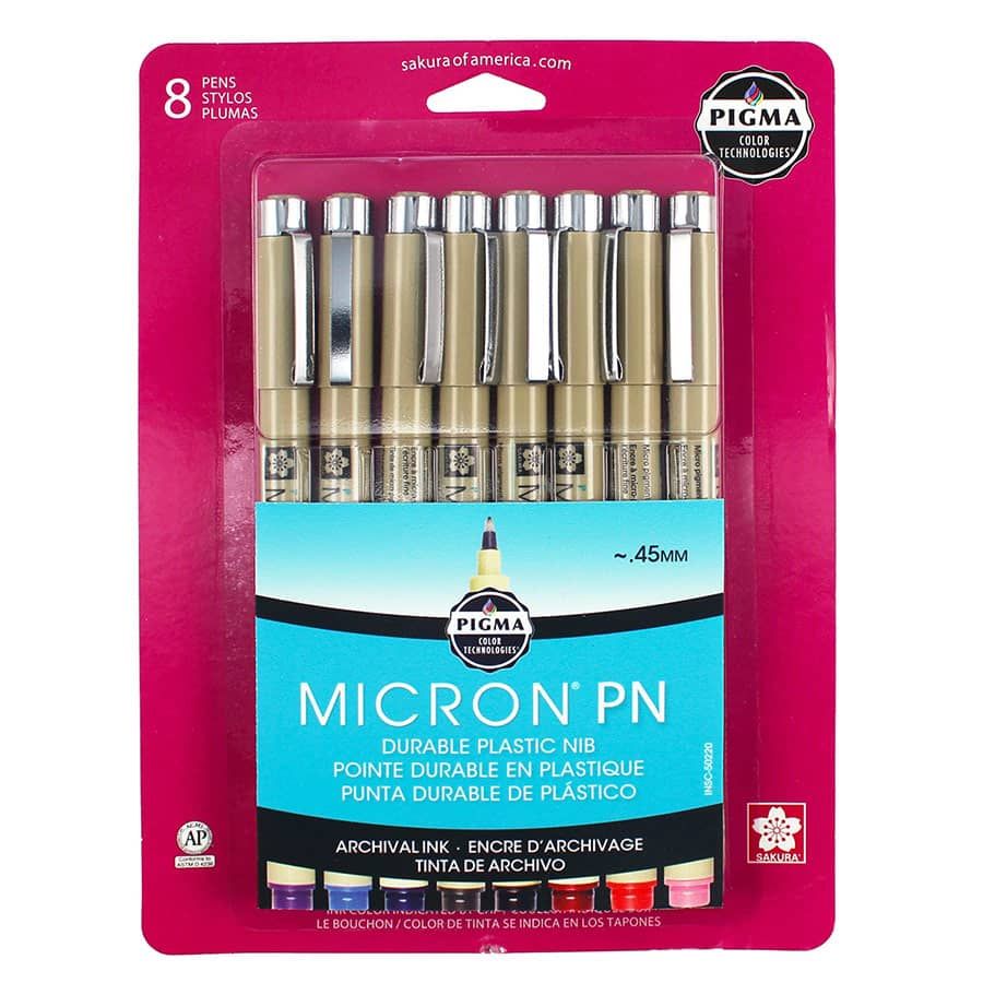 Sakura Micron Plastic Nib Pen Set of 8 Assorted Colors Jerry's Artarama