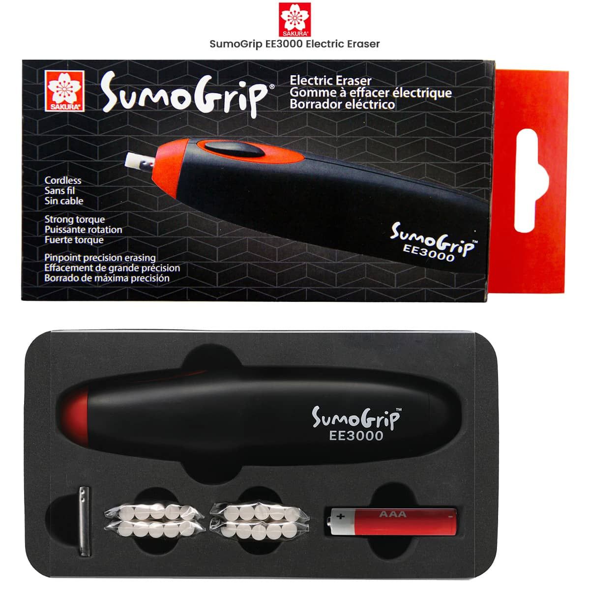 Sakura SumoGrip Block Eraser - Microporous Erasers for School, Drawing, and  Writing - Black Color - Large Size B300 : : Home