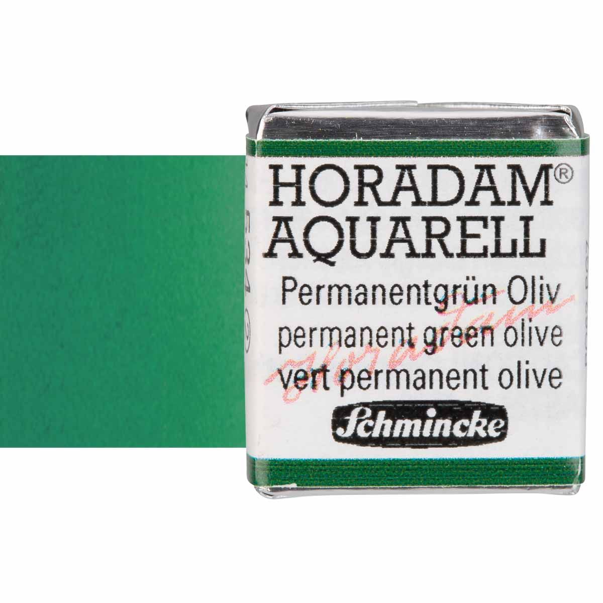 Schmincke Horadam Watercolor Permanent Green Olive Half-Pan