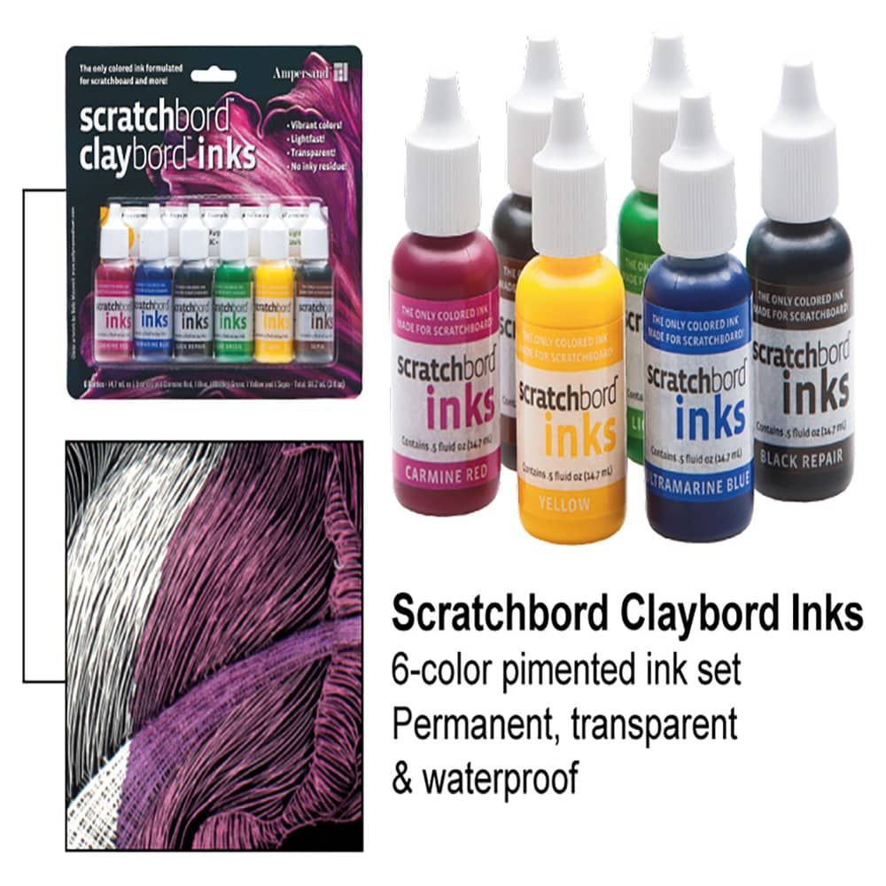 6 Colours by Ampersand Scratchbord Ink Set Ampersand 