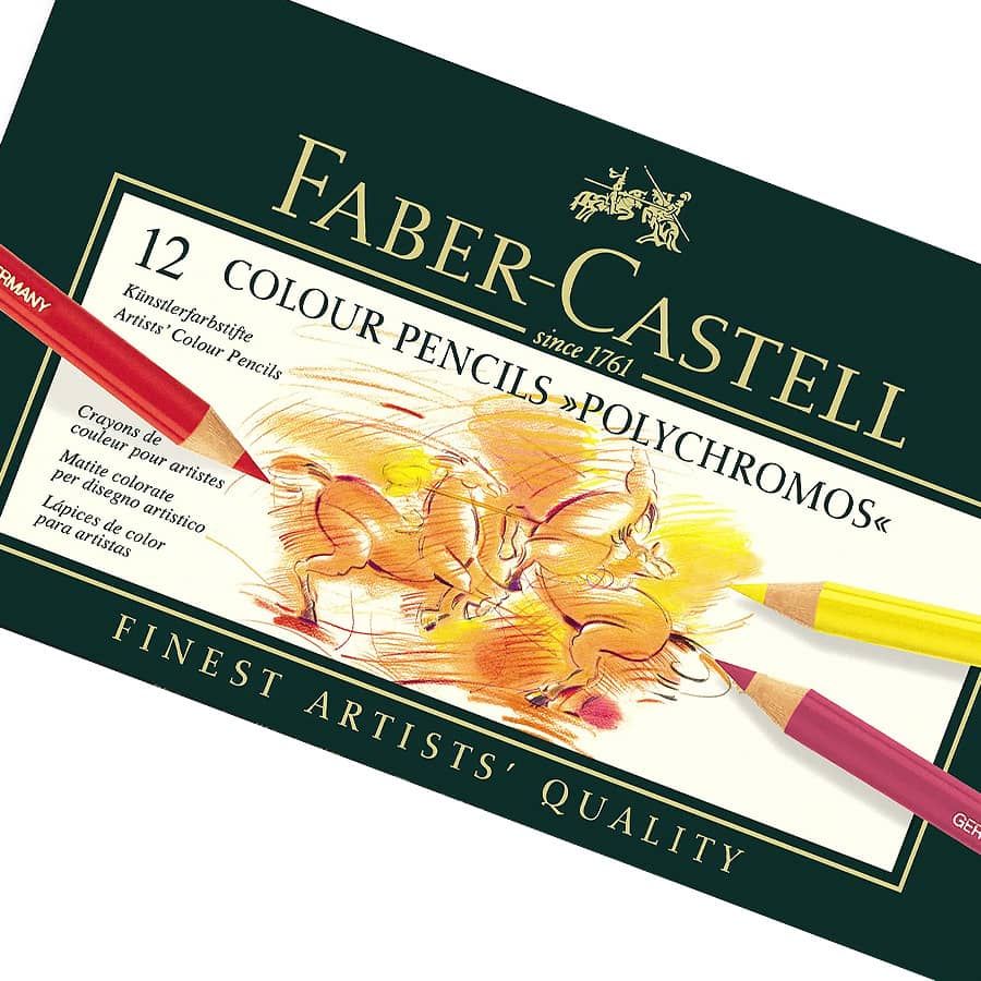 Faber-Castell Polychromos Artists' Colored Pencil Metal Tin of 12