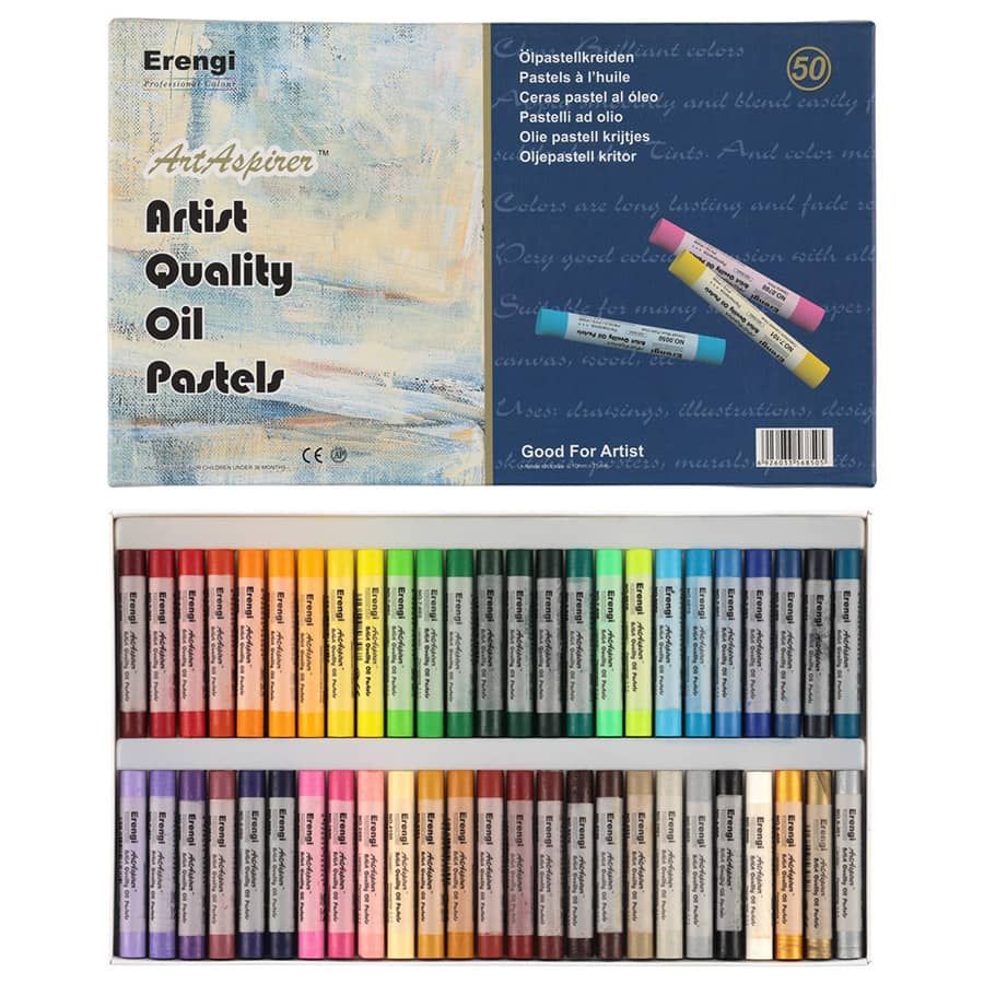 Erengi ArtAspirer Oil Pastels Wood Box Set of 92, Assorted Colors