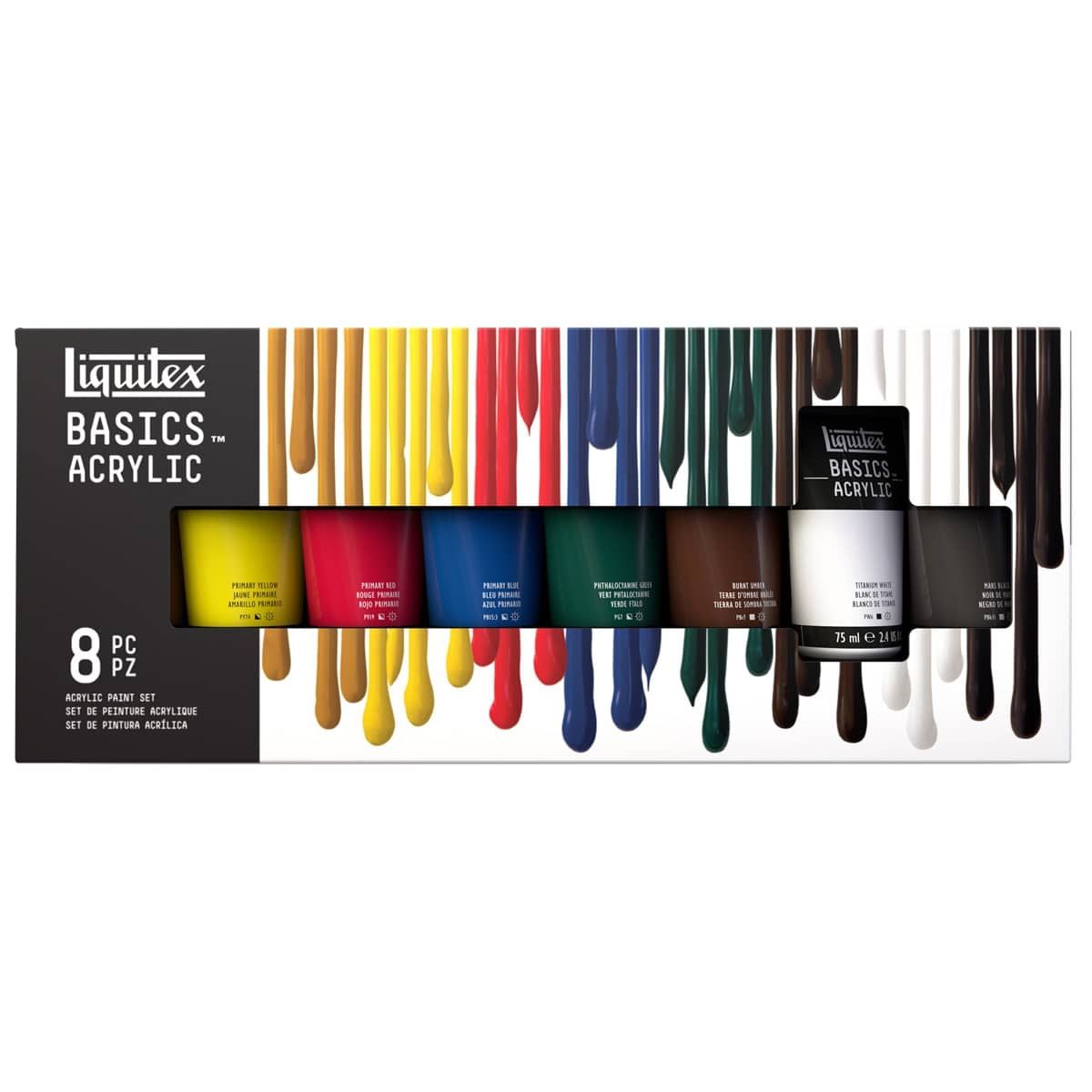 Liquitex BASICS Acrylic Paint Set, 6 x 118ml Tube Paint Set, Assorted  Color, 3.9 Fl Oz (Pack of 6)