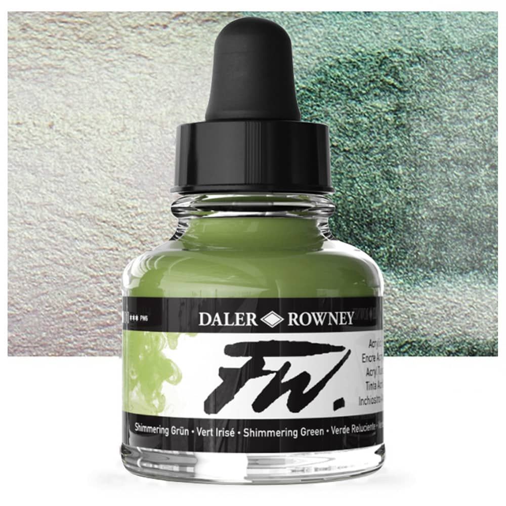 Daler-Rowney F.W. Acrylic Ink 1oz Bottle Shimmering Green