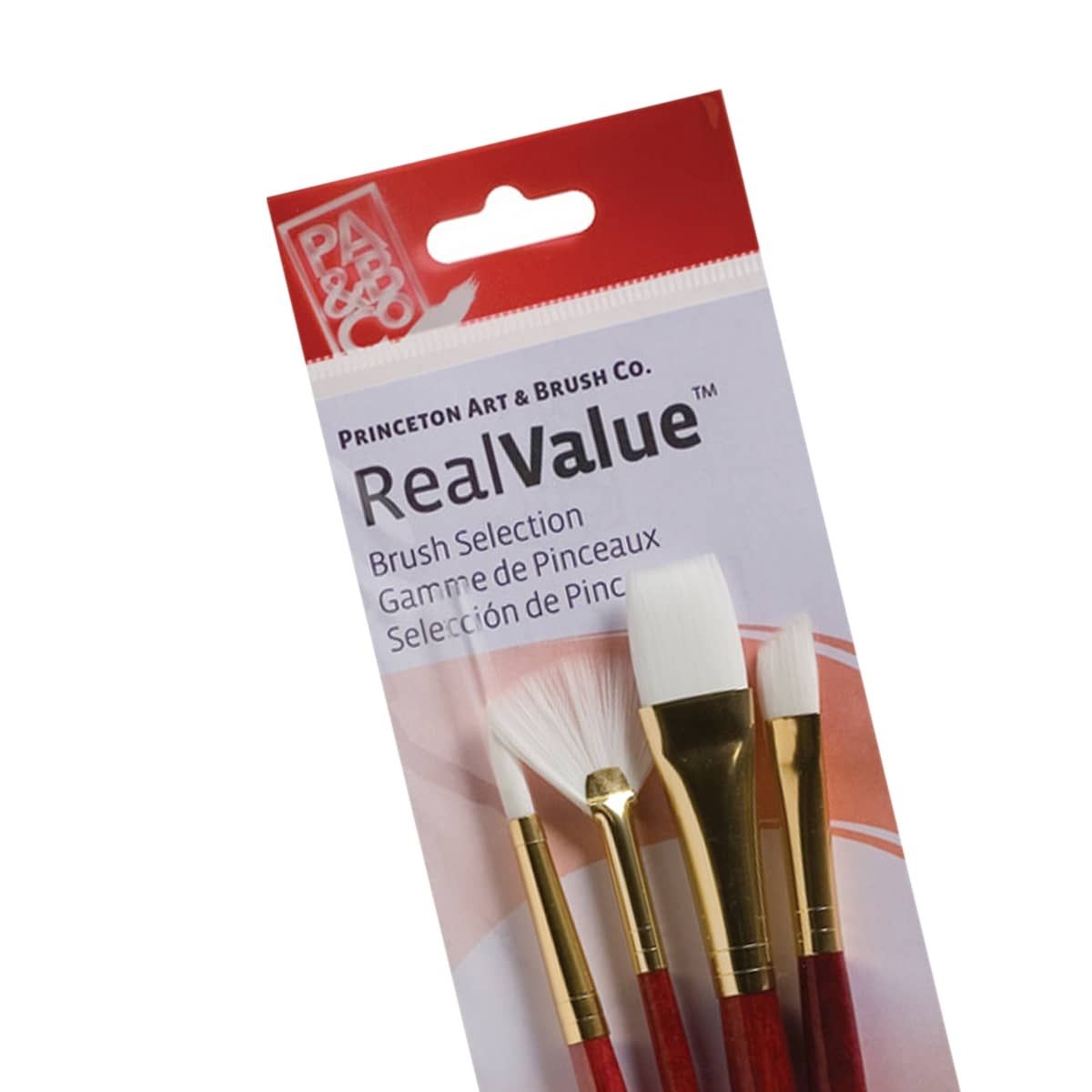 Princeton Real Value Brush Set 9120 Short Handle 4pk White Taklon