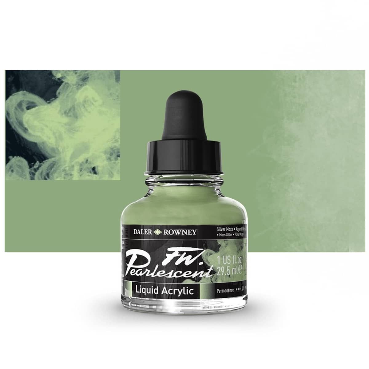 FW Pearlescent Acrylic Ink 1 oz Silver Moss