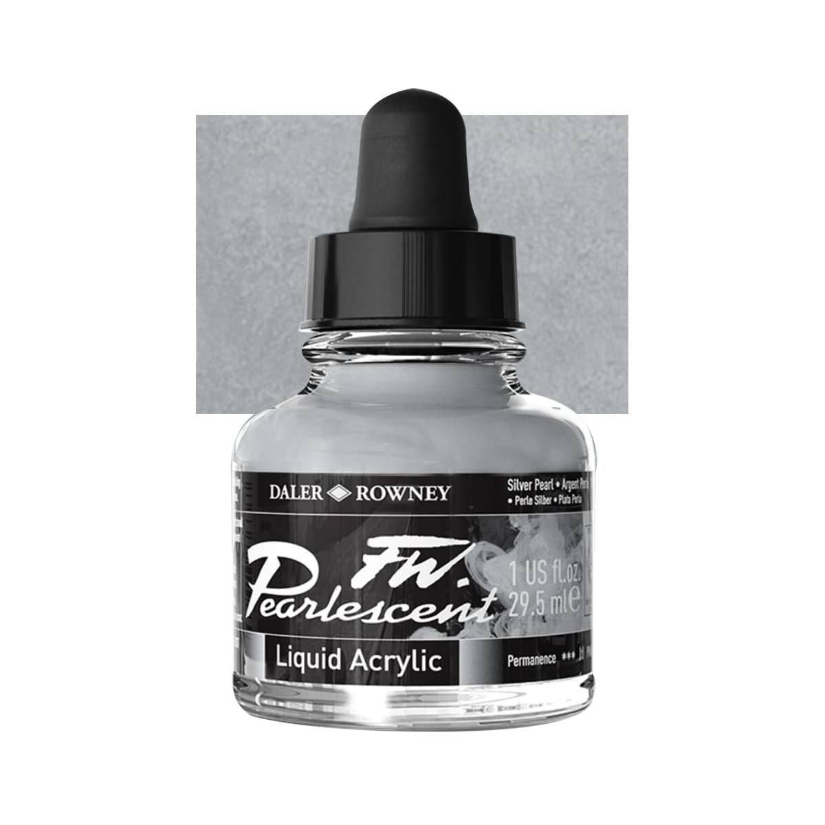 Daler-Rowney F.W. Pearlescent Acrylic Ink 1 oz Bottle - Silver Pearl