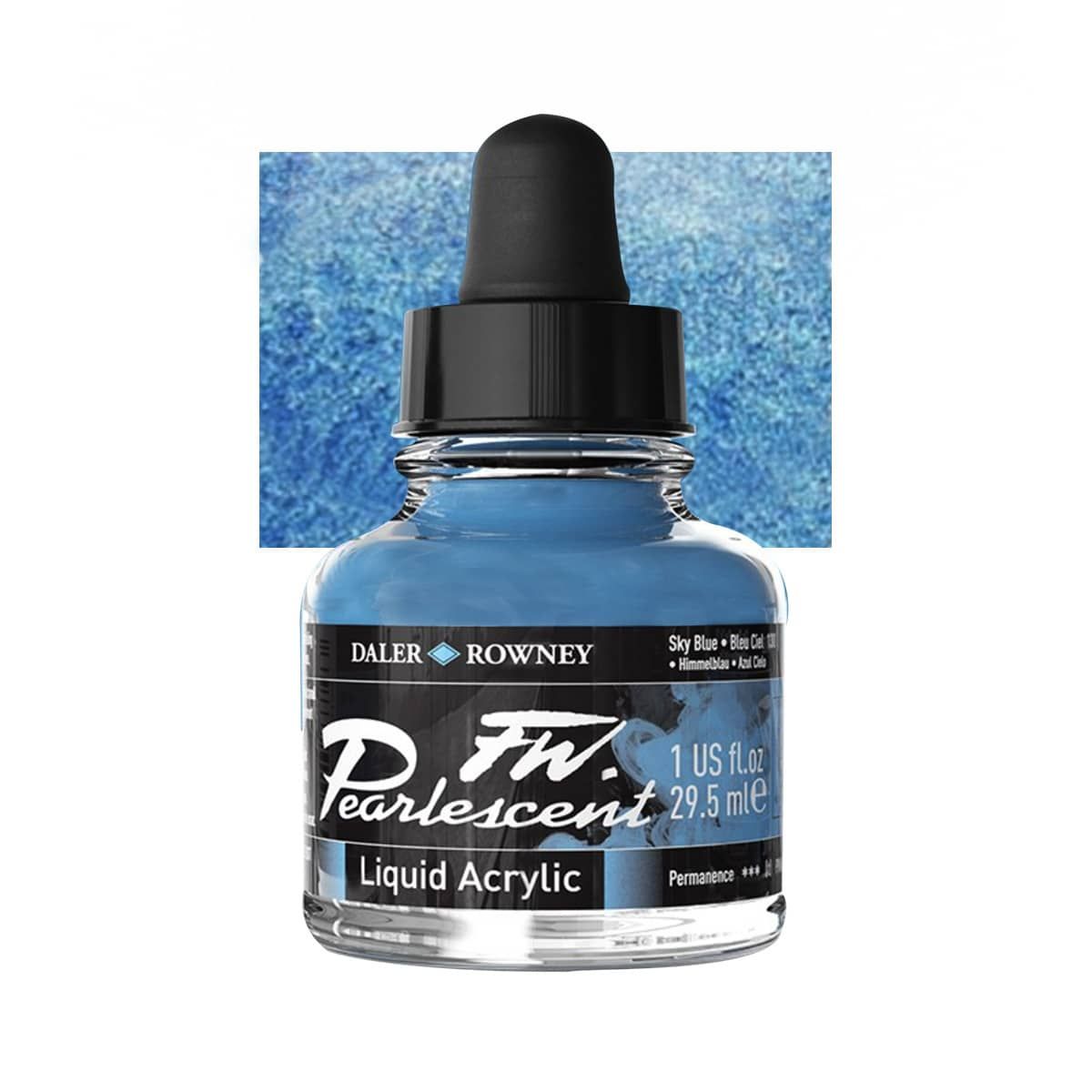 Daler-Rowney F.W. Pearlescent Acrylic Ink 1 oz Bottle - Sky Blue