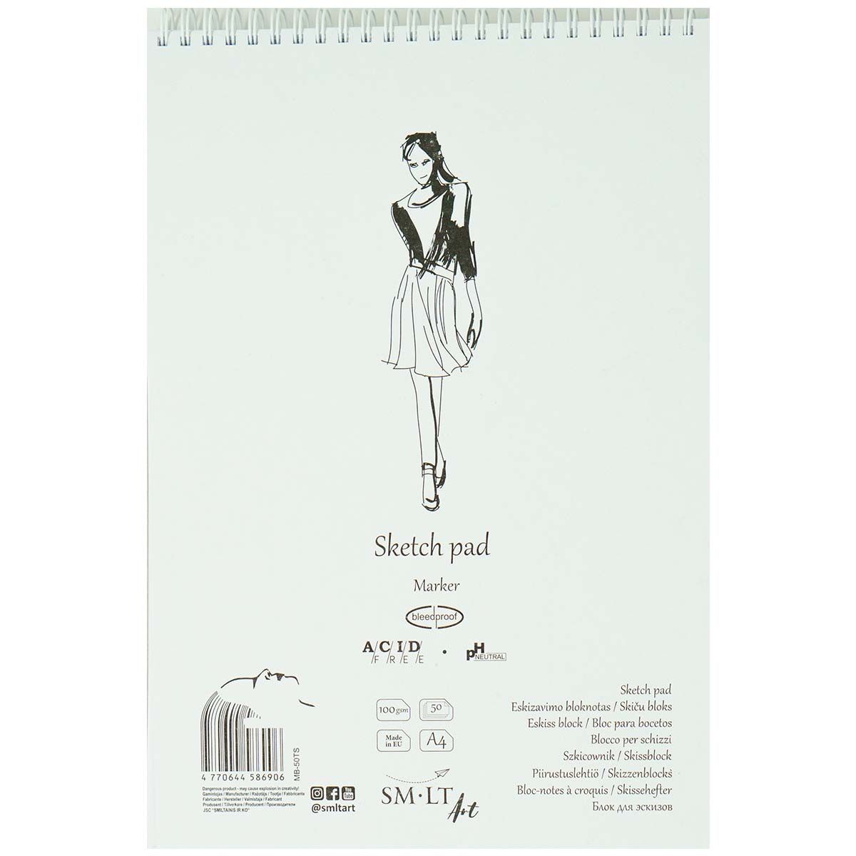 SMLT Authentic Marker Sketch Paper Pad, 100 gsm, A4 (8.25