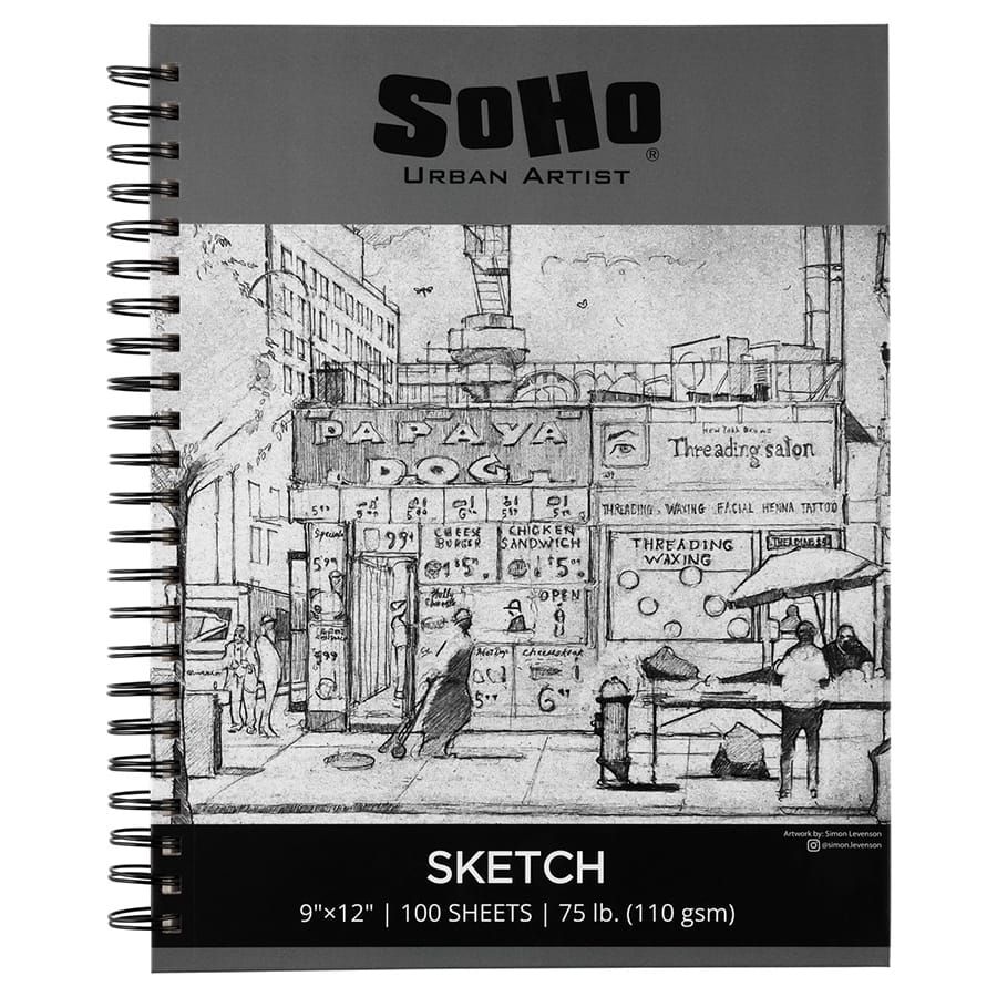 SoHo 110 GSM Sketch Paper Pad Spiral, 9"x12" 100-Sheets