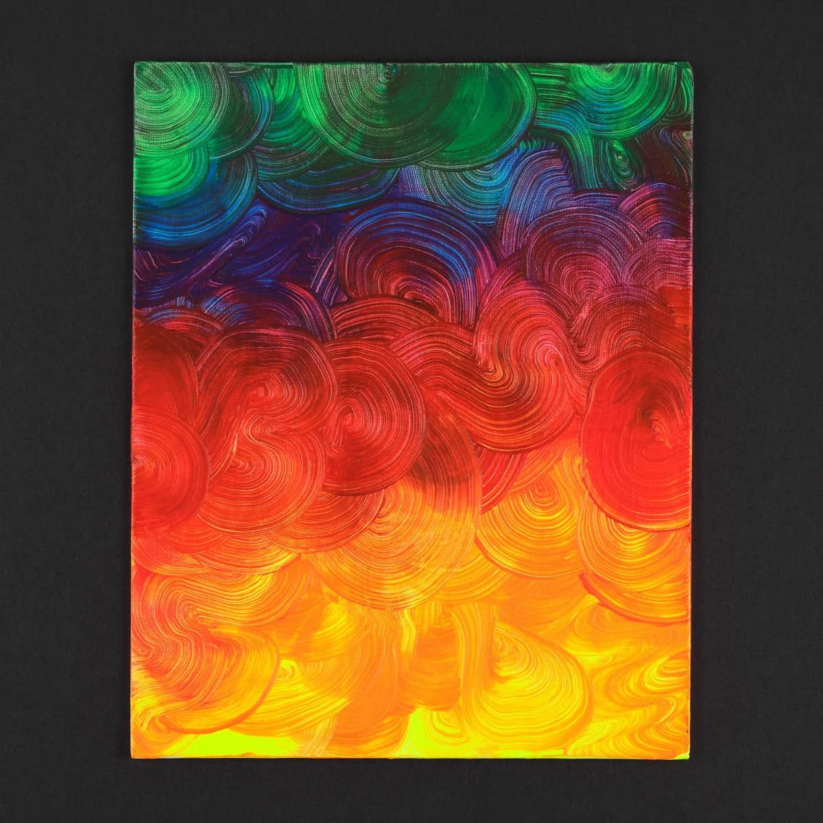 Rainbow Swirl Artwork By Emmy Kline Using SoHo Acrylic Fluorescents