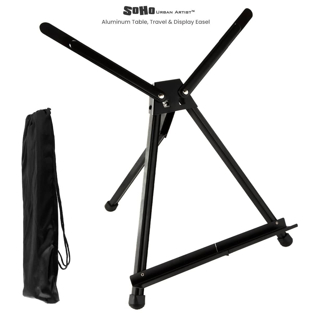 Extra Sturdy for Floor or Table Top Painting 1 Carry Bag T-SIGN Tripod Artist Easel Stand Drawing and Display Adjustable Height from 22 to 73 73'' Art Display Aluminum Black Tall Easel 