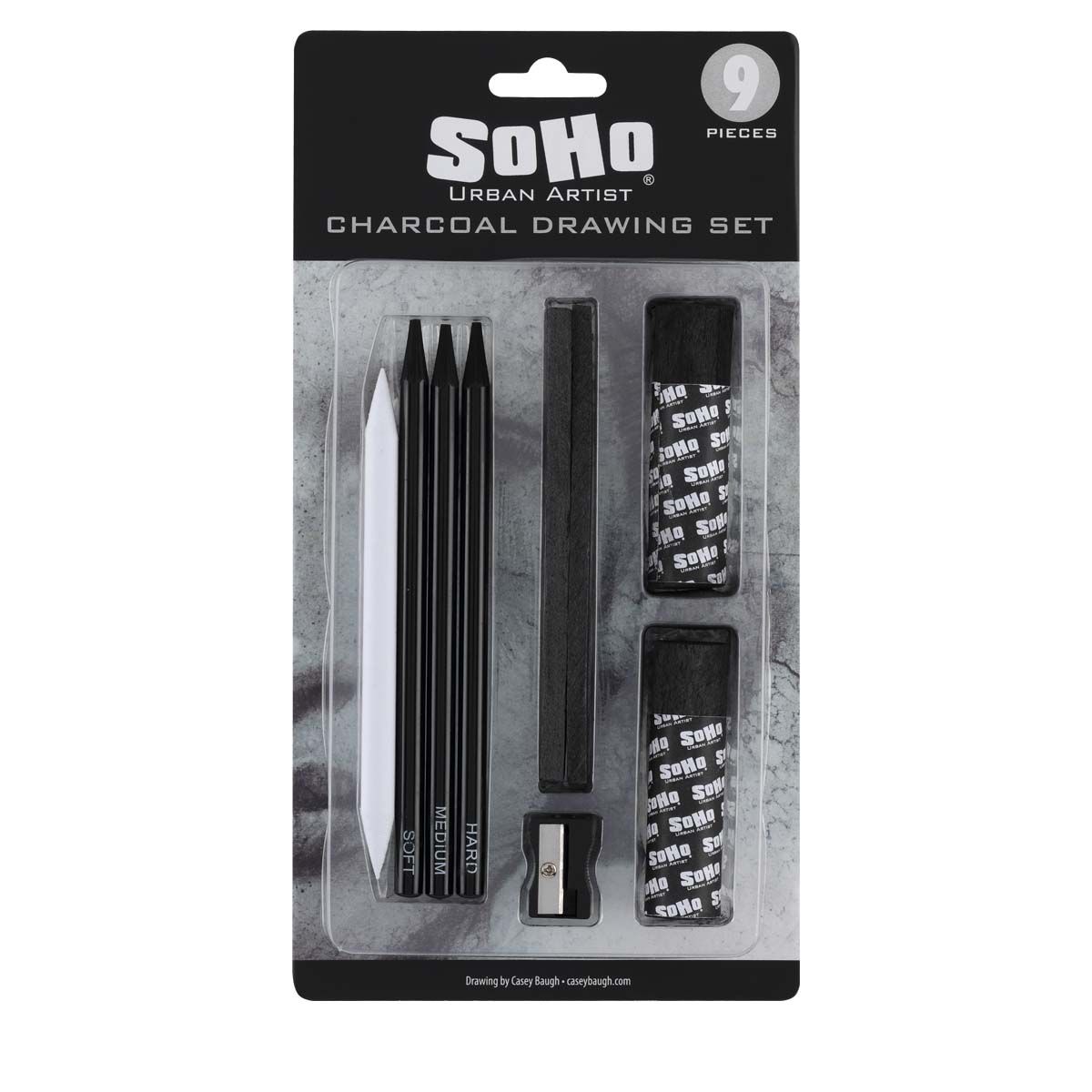 Soho Urban Artist Willow Charcoal - Drawing Charcoal for Artists, Students, Blending, Live Figure Drawing, & More! - Black - Set of 15 Mixed Sizes