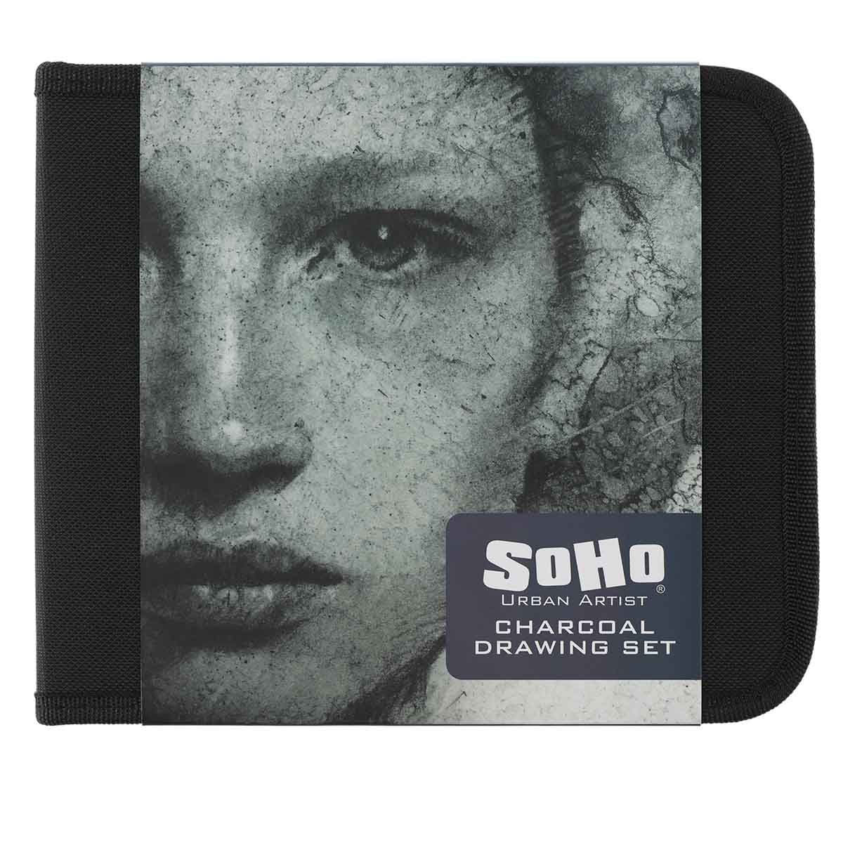 Soho Charcoal Drawing Set with Mannequin in Zipper Case