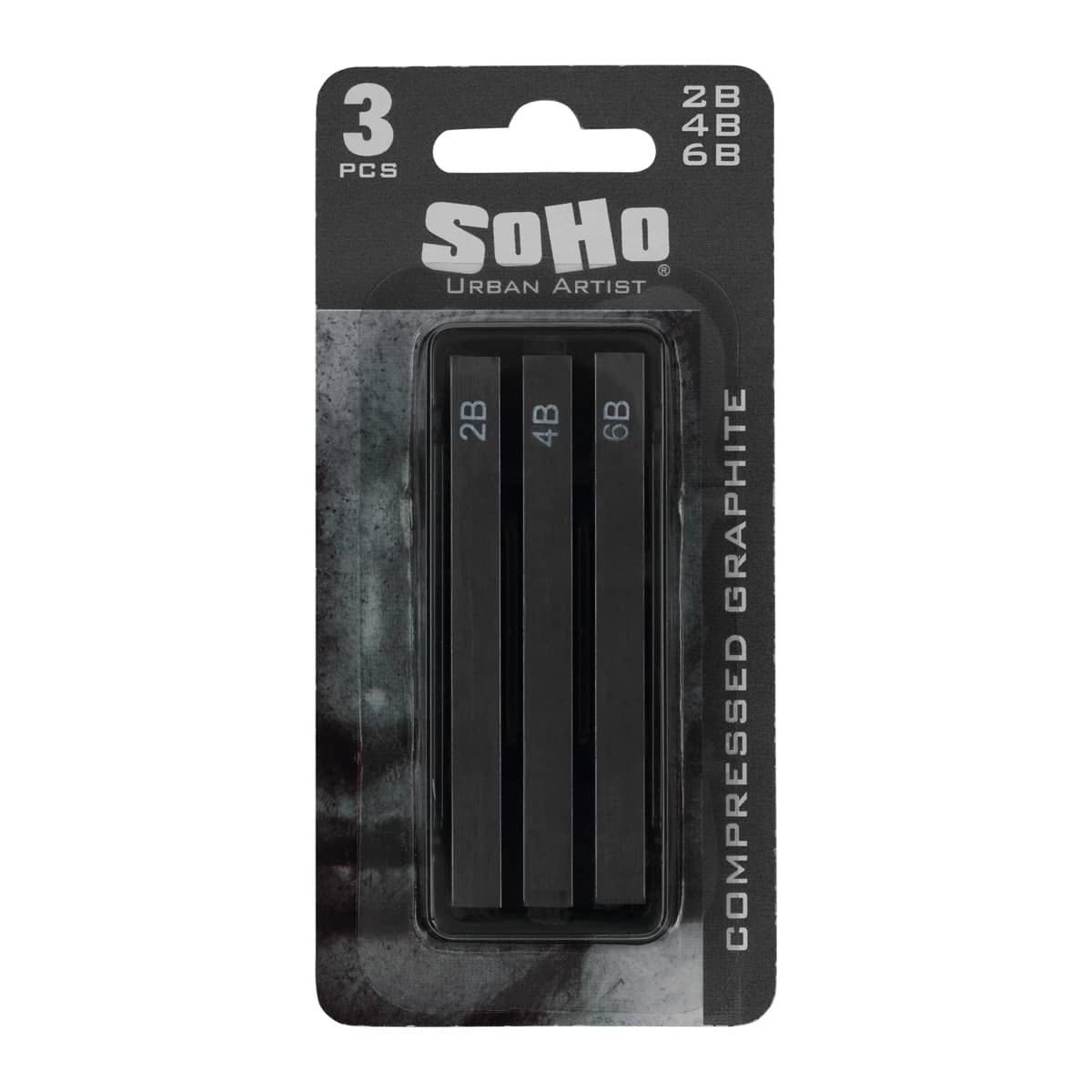 SoHo Compressed Graphite Stick Assorted 2B, 4B, and 6B Pack of 3