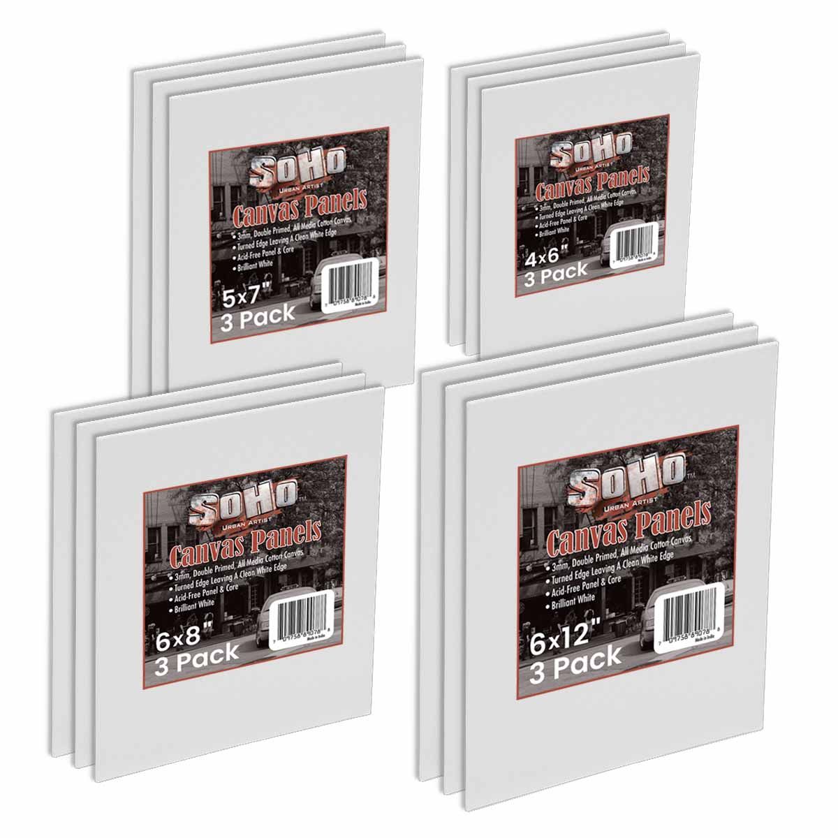 Soho Canvas Panels Small Sizes Set of 12 Jerry's Artarama