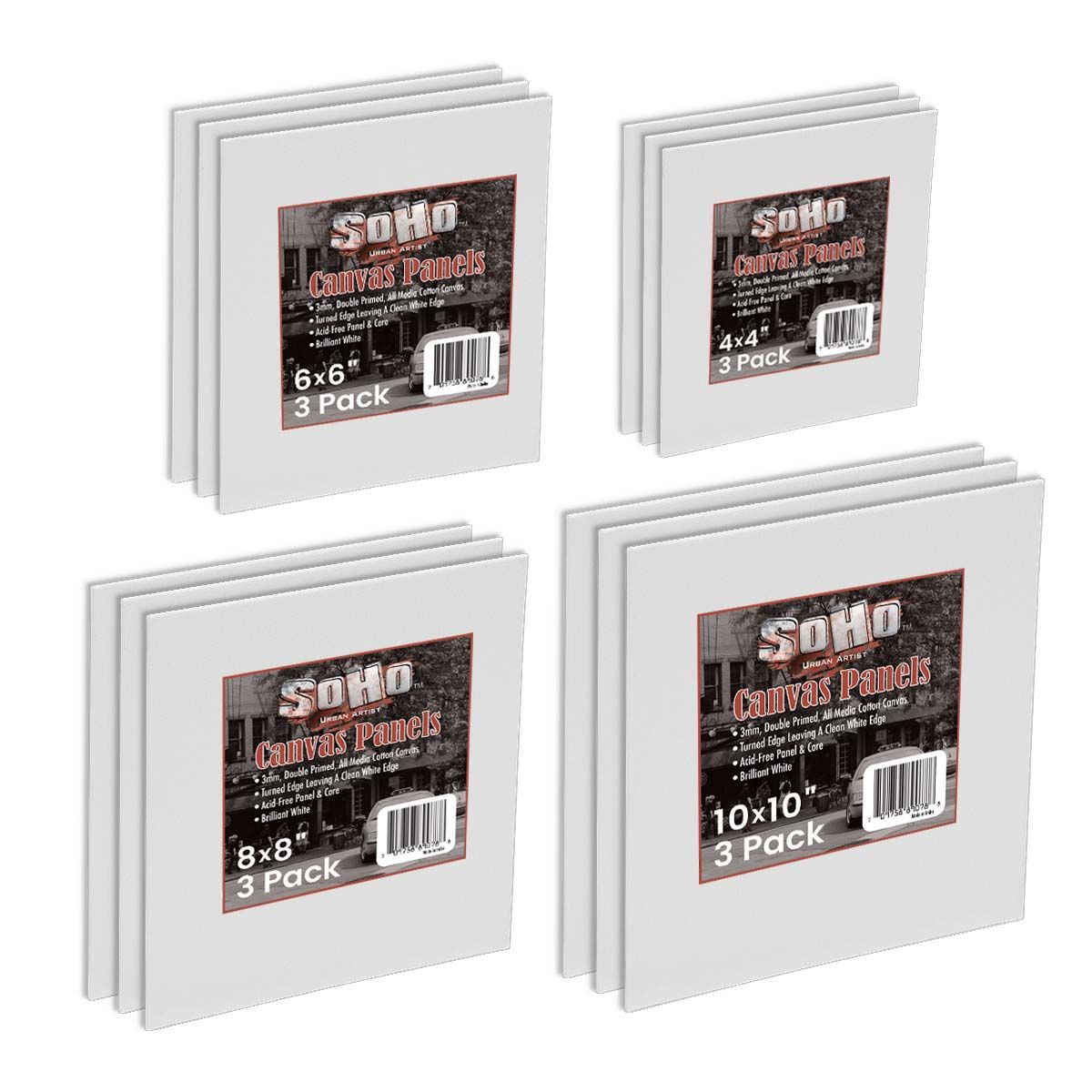 Soho Canvas Panels Square Sizes Set of 12 | Jerry's Artarama