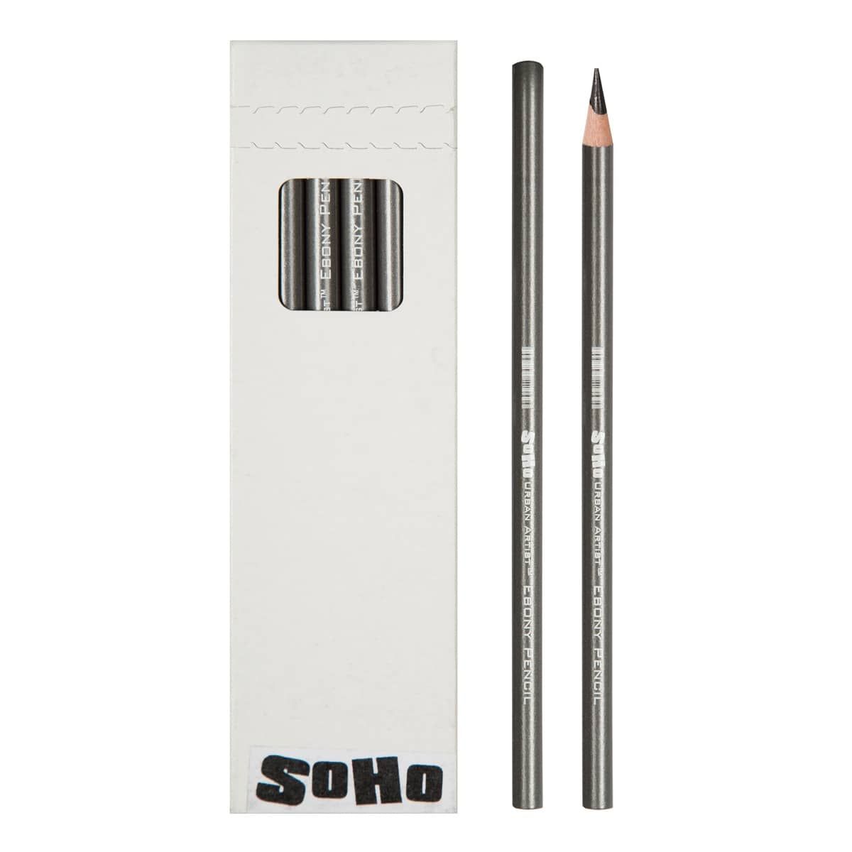 Soho Ebony Graphite Pencils Box of 12, Black