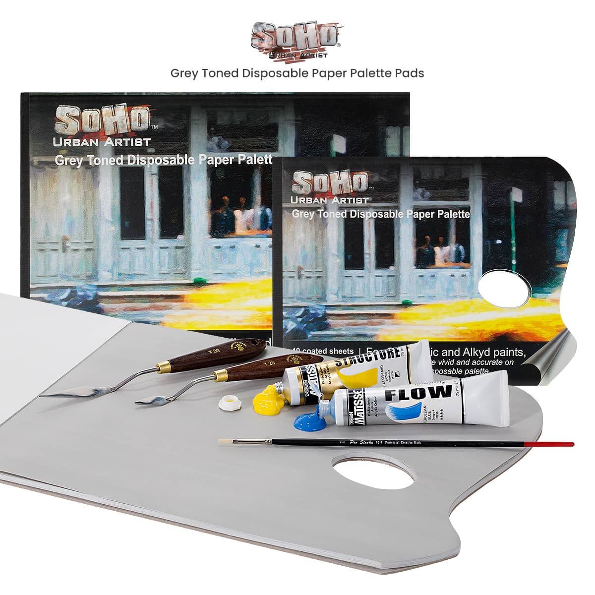 SoHo Paper Palette Pad w/ Thumb Hole 9x12- White 30 Sheets