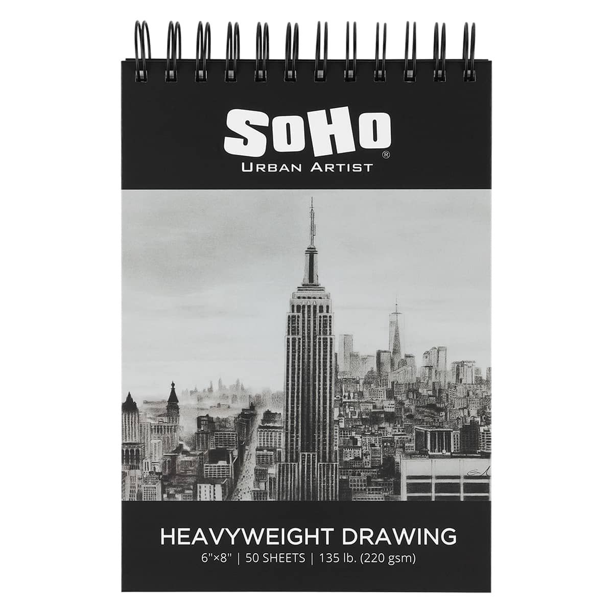 SoHo Heavyweight Drawing Pad-Hard Cover Spiral, 6x8" 50 Sheets