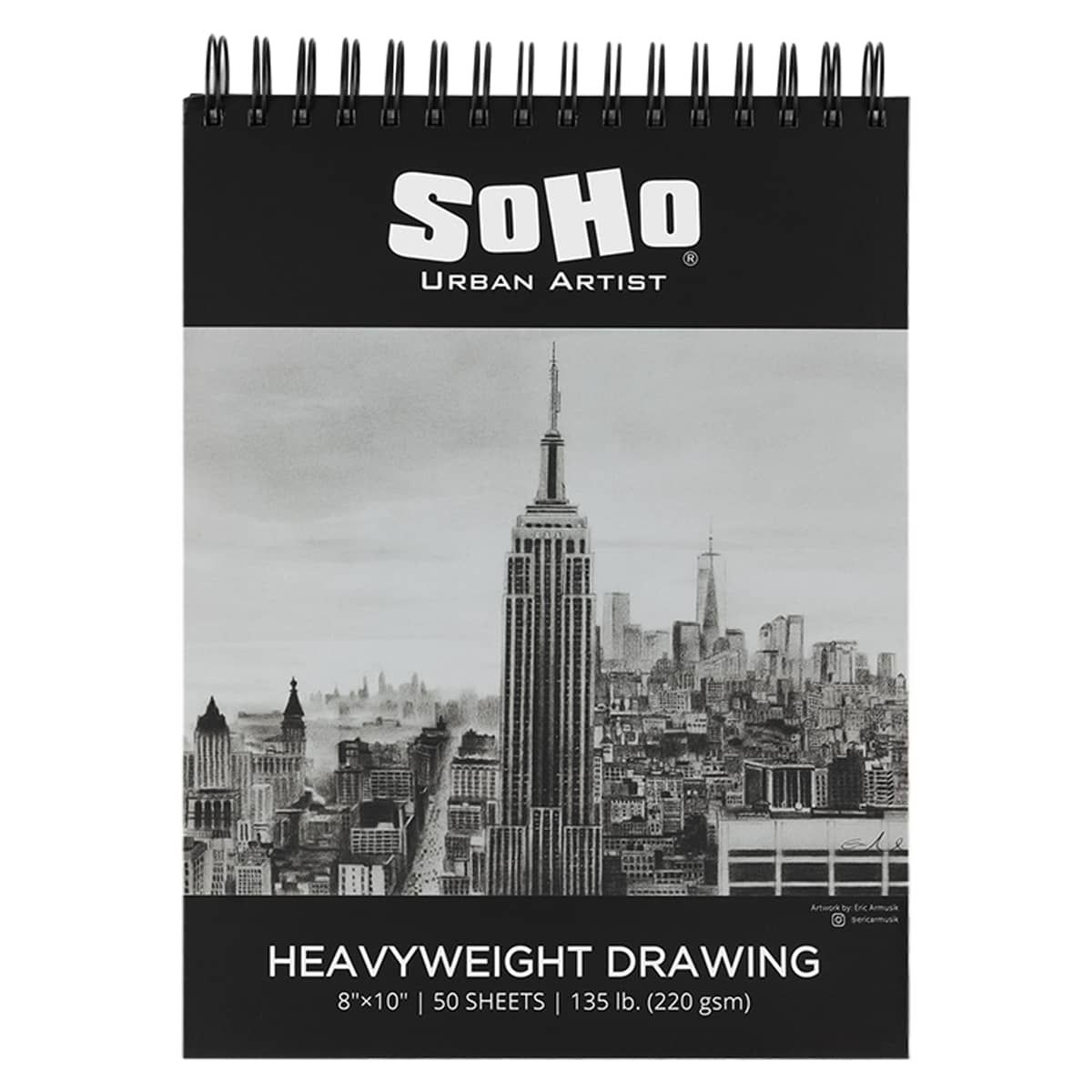 SoHo Heavyweight Drawing Pad-Hard Cover Spiral, 8x10" 50 Sheets