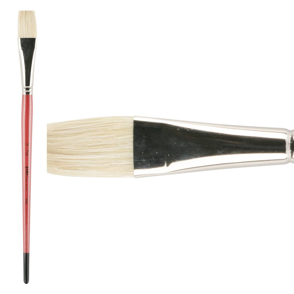 SoHo Urban Artist White Bristle Brush, Flat Size 12 (Long Handle
