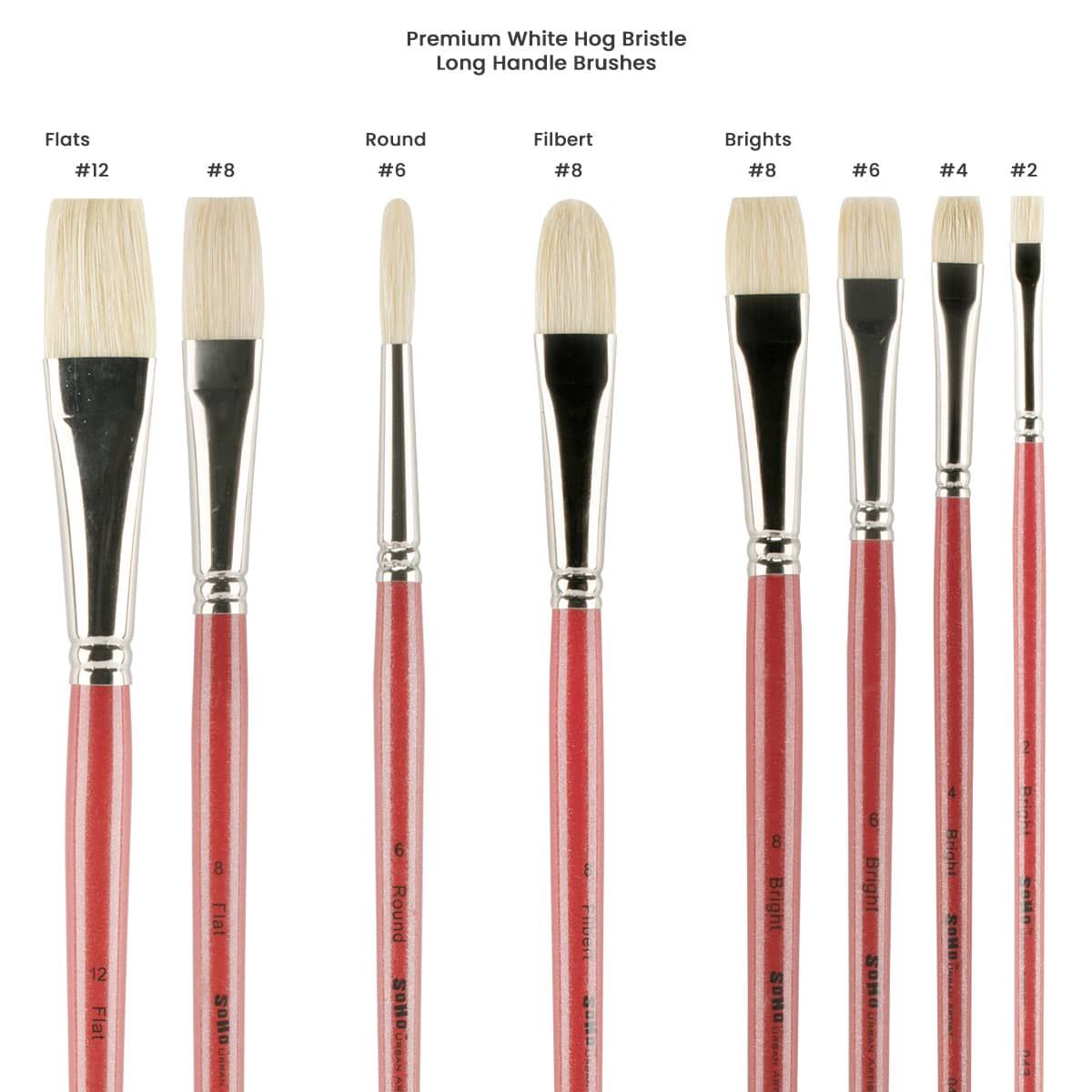 Round Long-Handled #6 SoHo Urban Artist Paint Brushes Premium White Bristle 