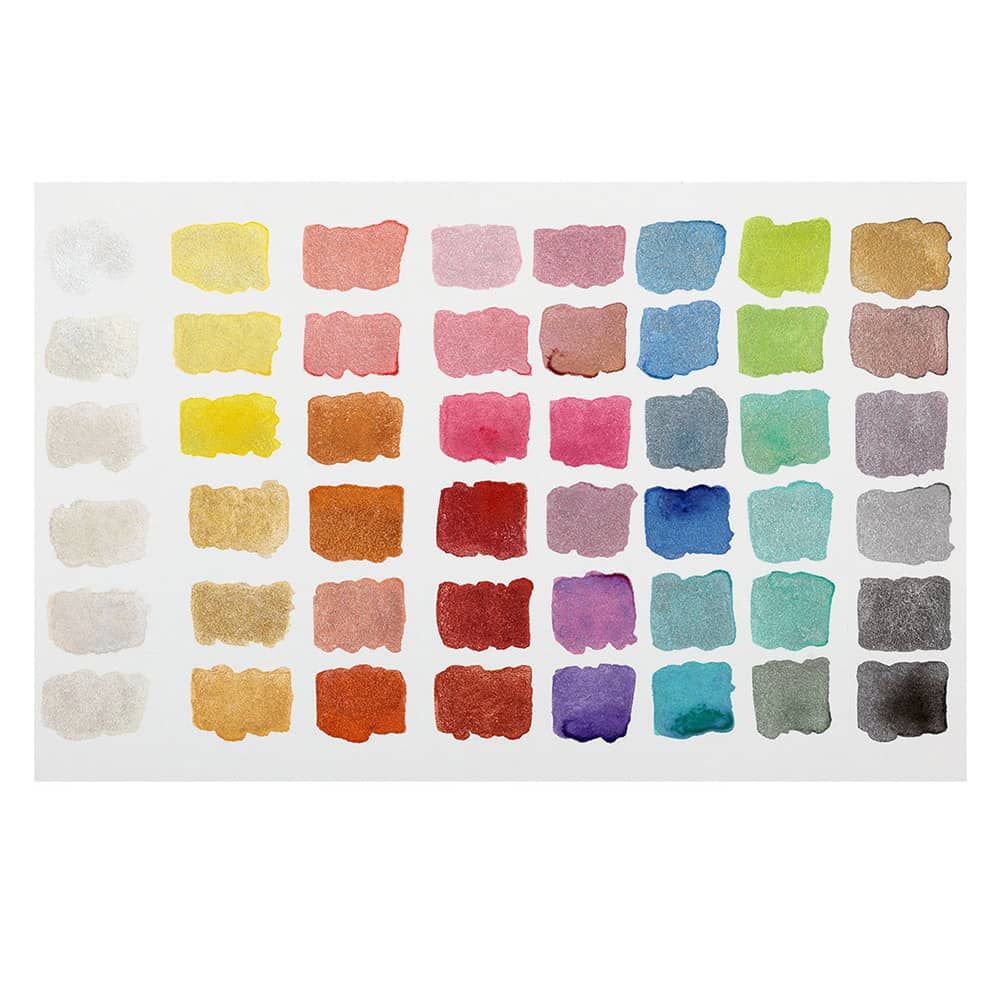 Soho Metallic Watercolors Set of 48 Color Chart On White