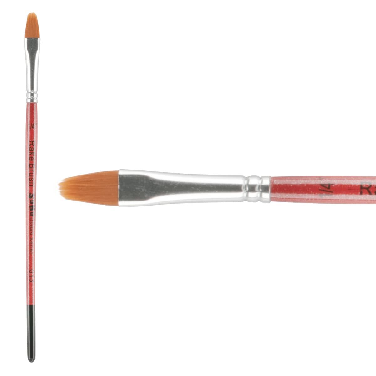 SoHo Urban Artist Golden Taklon Brush, Rake Size 1/4" (Short Handle