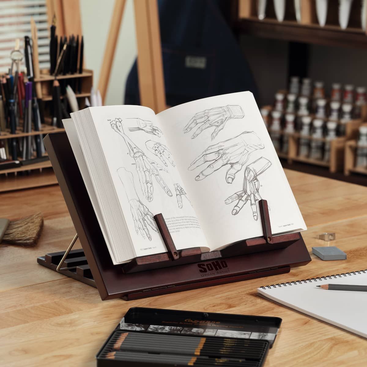 SoHo Portable Wood Table Easel & Bookrest (Mahogany Finish)