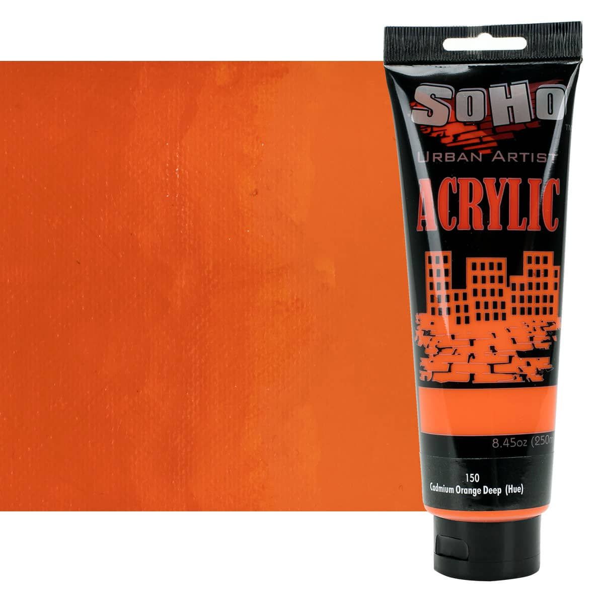 SoHo Heavy Body Acrylic - Cadmium Orange Deep Hue, 250ml Paint Tube