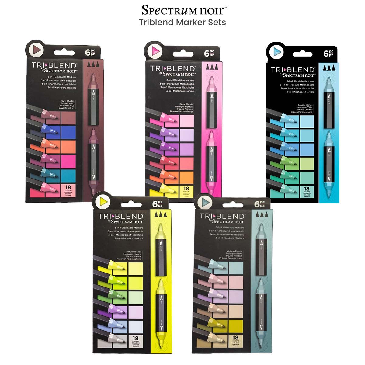 Color Chart Spectrum Noir Tri Blend Tri Blend Marker, BRUSH Multiple Color  Available – Scrap Chicks