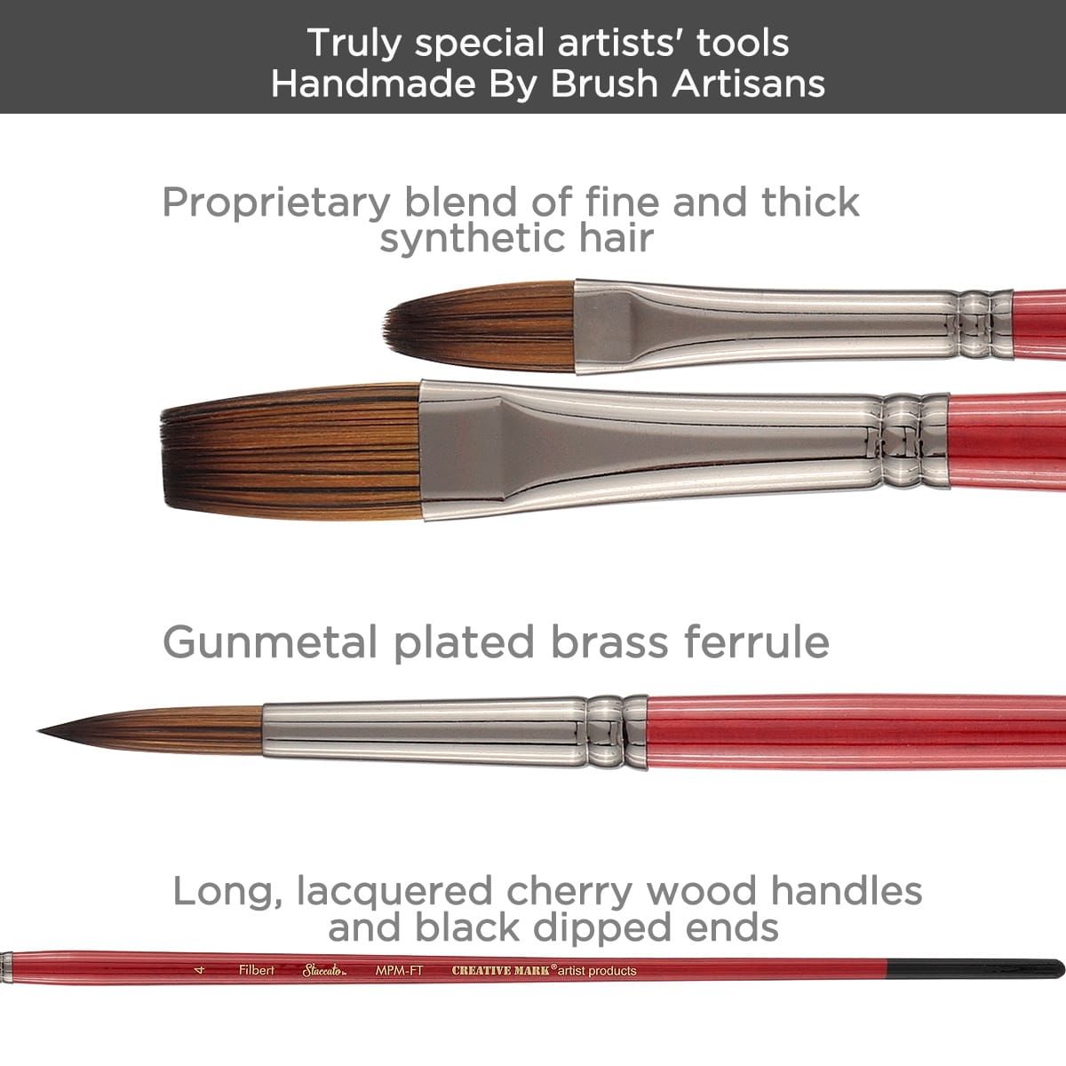 Staccato Long-Handle Synthetic Acrylic Art Brushes