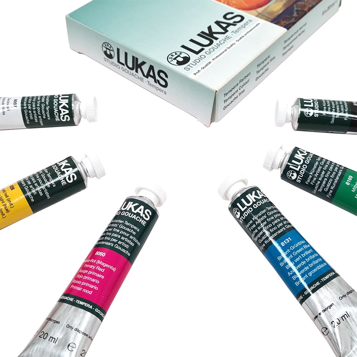 Lukas Designers Gouache Paint Intro Watercolor Set of 12 12ml Tubes Assorted Colors