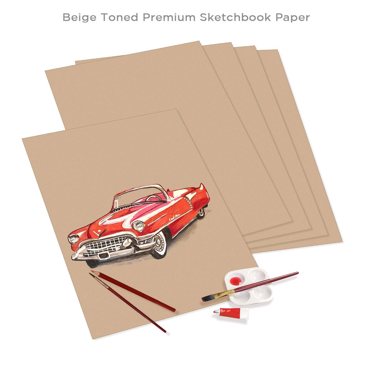 Beige Toned Premium Sketchbook Paper with Art
