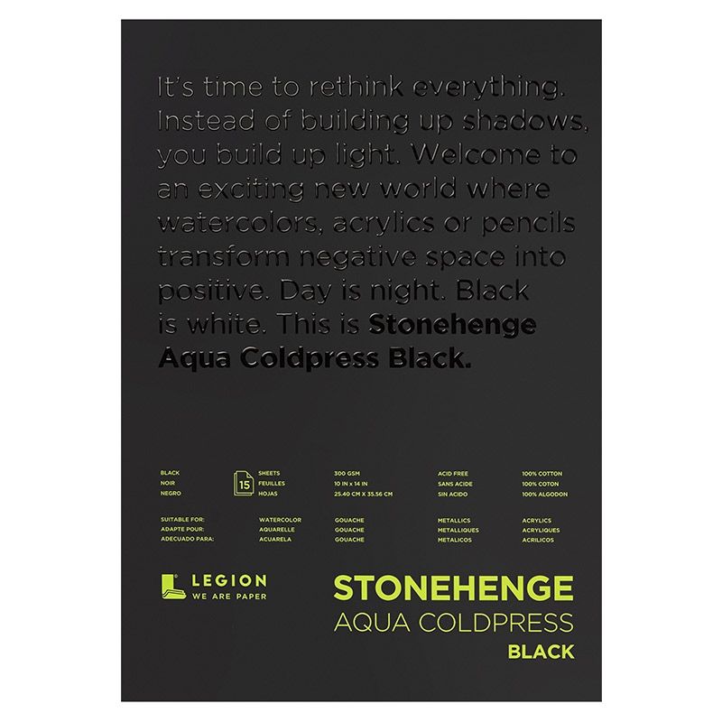 Stonehenge Black Aqua Watercolor 10X14" 140lb Cold-Press Pad 15-Sheets