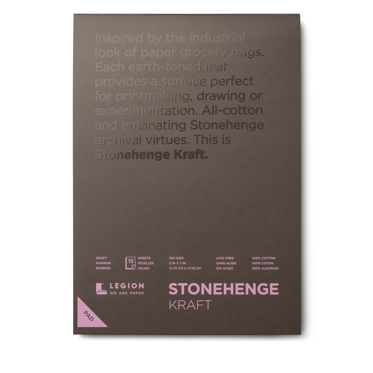 Stonehenge Kraft Drawing & Printmaking Paper Pad 5"x7" Kraft Brown