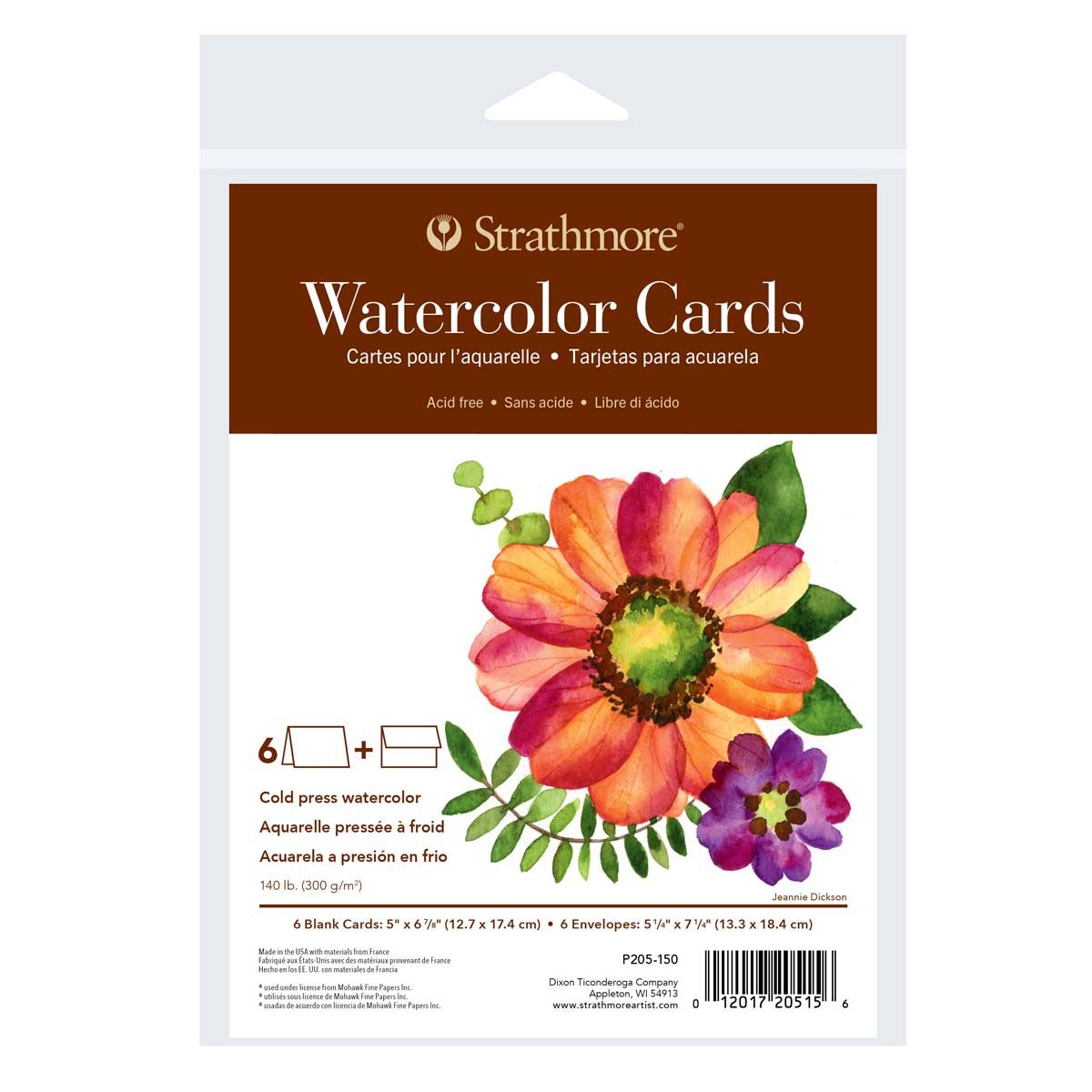 Strathmore Blank Watercolor Greeting Cards 5"x6.875" (6 Pack Cards & Envelopes) Jerry's Artarama