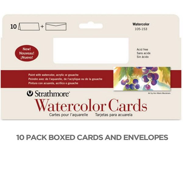 Slim Size, Cold Press Watercolor Greeting Cards 10 Pack 3.5" x 4.875